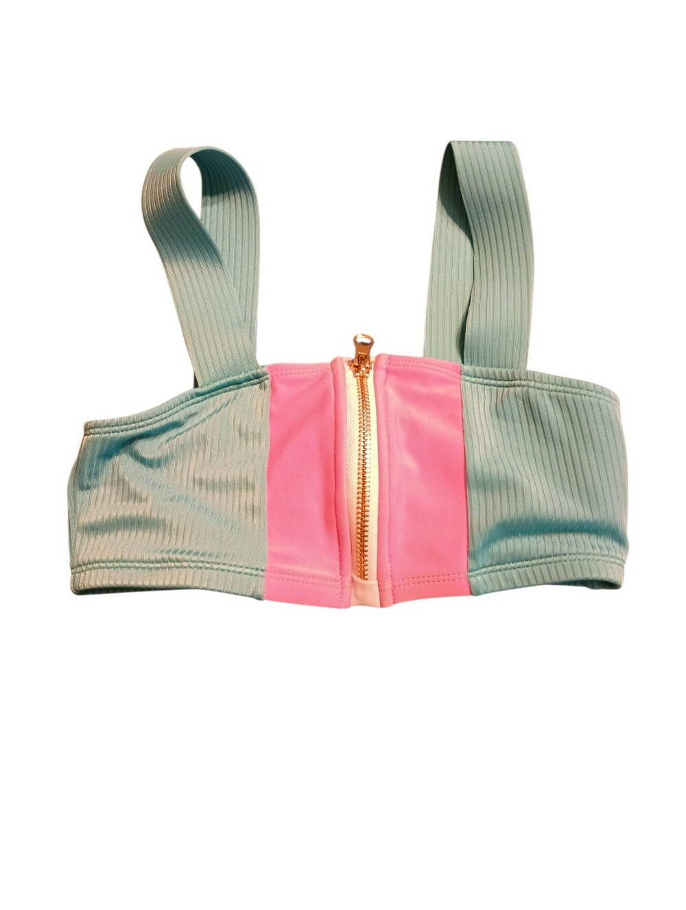 Like New! 2/$10 Justice Blue and Pink Front-Zip Bikini Top Swim 7/8